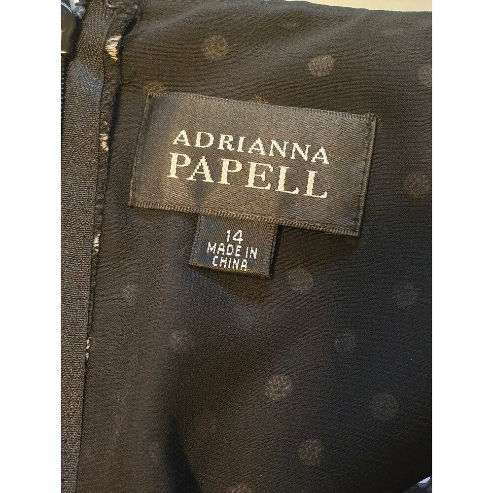 Adrianna Papell Dress Womens 14 Black White Polka Dot Ruffle Front Pin-Up NWT - Picture 6 of 12